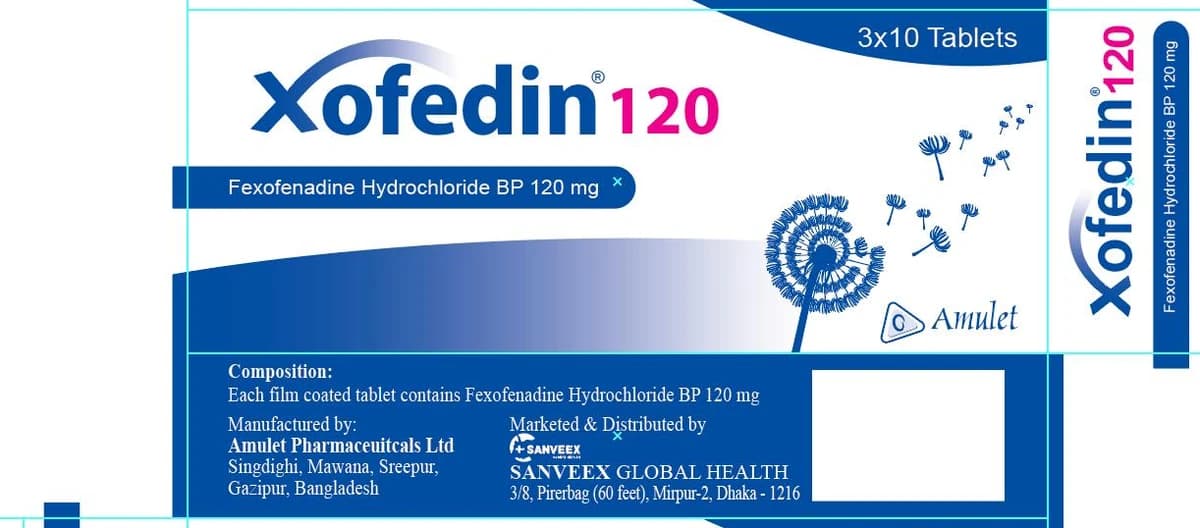 Xofedin 120 packaging — Fexofenadine Hydrochloride BP